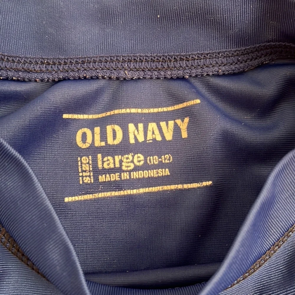 Old Navy dark blue short sleeve rash guard L = 10-12